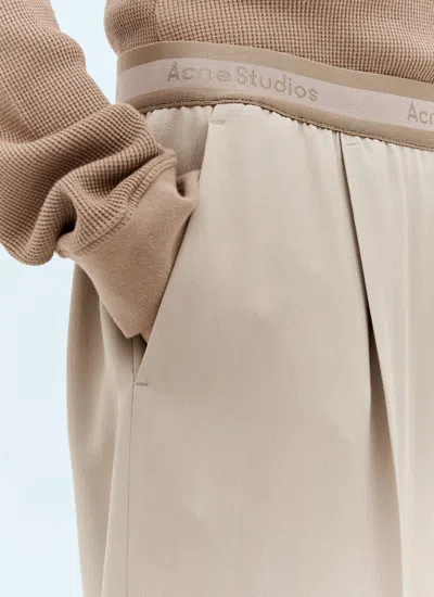 Acne Studios Women Logo Waistband Tailored Pants In Neutral