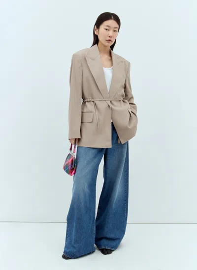 Acne Studios Women Peak Lapels Belted Blazer In Neutral
