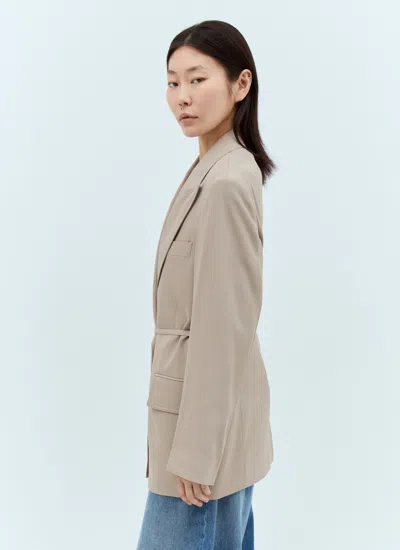 Acne Studios Women Peak Lapels Belted Blazer In Neutral