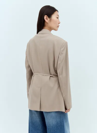 Acne Studios Women Peak Lapels Belted Blazer In Neutral