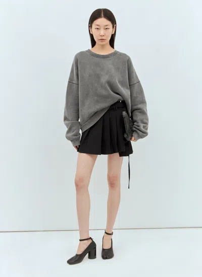 Acne Studios Belted Asymmetric Pleated Grain De Poudre Mini Skirt