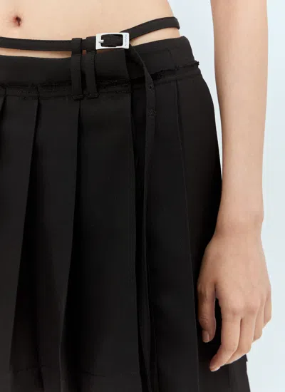 Acne Studios Belted Asymmetric Pleated Grain De Poudre Mini Skirt