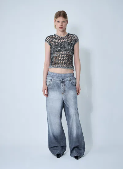 Acne Studios Women Printed Pants In Blue