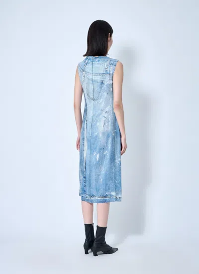 Acne Studios Blue Printed Sequin Midi Dress In Blue