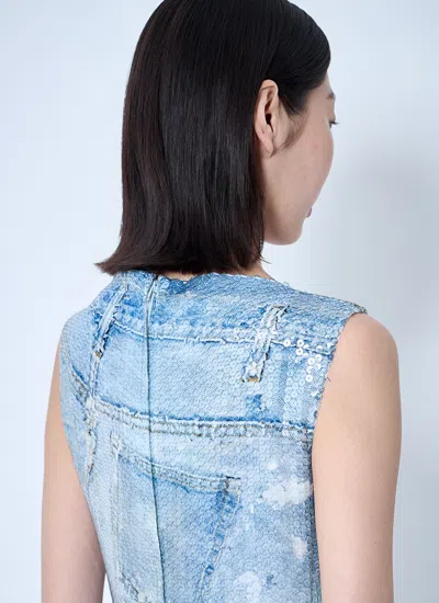 Acne Studios Blue Printed Sequin Midi Dress In Blue