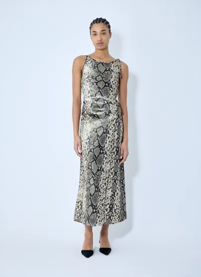Acne Studios Women Satin Python Print Midi Dress In Black