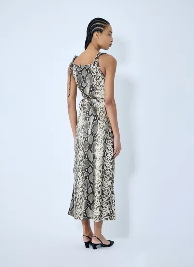 Acne Studios Women Satin Python Print Midi Dress In Black