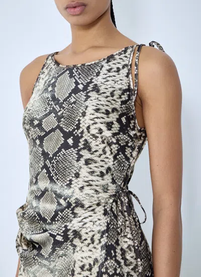 Acne Studios Women Satin Python Print Midi Dress In Black