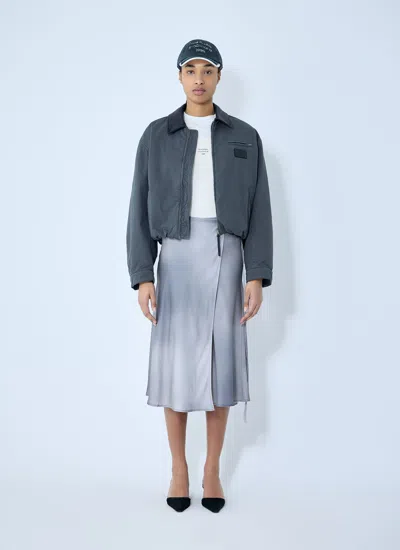 Acne Studios Women Satin Wrap Skirt In Gray
