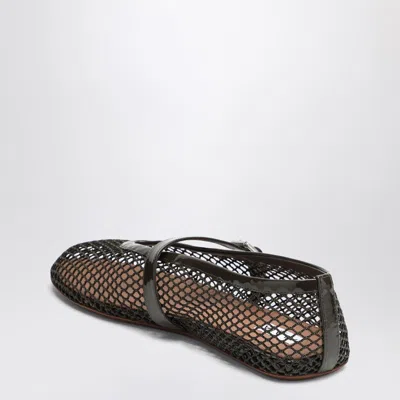 Alaïa Alaia Black Mesh Ballerina With Patent Leather