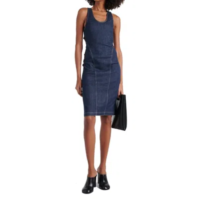 Alaïa Stretch Denim Midi Dress With Open Back