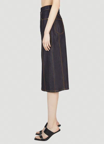 Alexander Mcqueen Women Contrast Stitching Denim Skirt In Brown