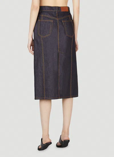 Alexander Mcqueen Women Contrast Stitching Denim Skirt In Brown