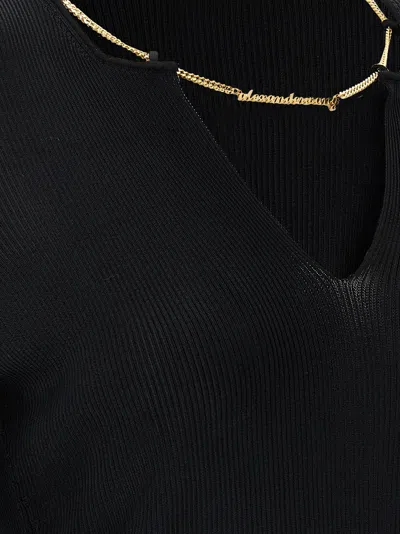 Alexander Wang V-neck Cropped Sweater With Nameplate Chain