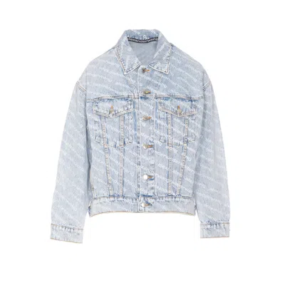 Alexander Wang Women All Over Logo Denim Jacket In Blue