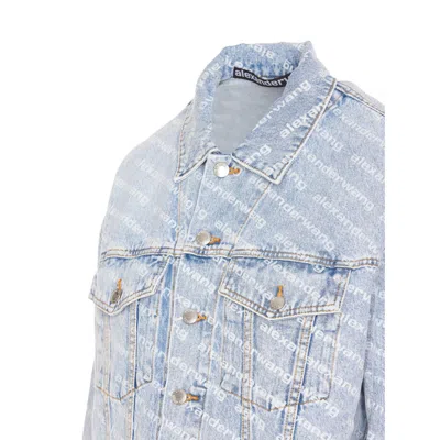 Alexander Wang Women All Over Logo Denim Jacket In Blue