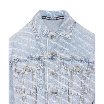 Alexander Wang Women All Over Logo Denim Jacket In Blue