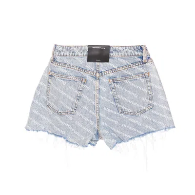Alexander Wang Women All Over Logo Denim Shorts In Blue