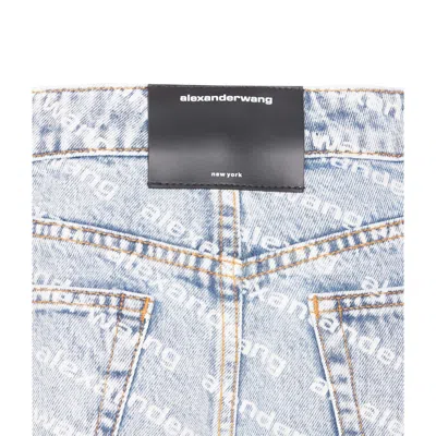 Alexander Wang Women All Over Logo Denim Shorts In Blue