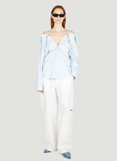 Alexander Wang High-waisted Cotton Cargo Pants In White