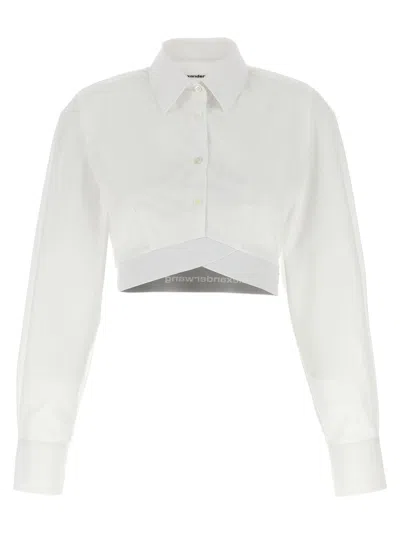 Alexander Wang Cropped Cotton Shirt With Elastic Logo Hem