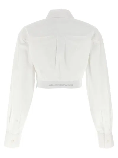 Alexander Wang Cropped Cotton Shirt With Elastic Logo Hem