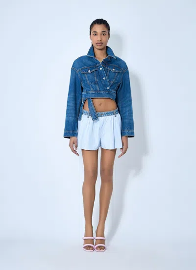 Alexander Wang Women Denim Waistband Shorts In White