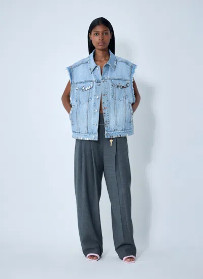 Alexander Wang Women Distressed Denim Vest In Blue