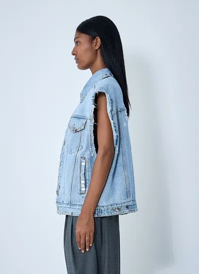 Alexander Wang Women Distressed Denim Vest In Blue