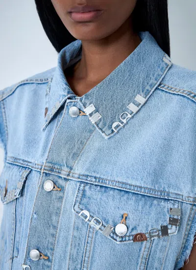 Alexander Wang Women Distressed Denim Vest In Blue