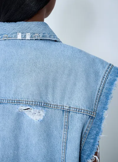 Alexander Wang Women Distressed Denim Vest In Blue