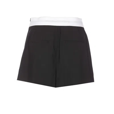 Alexander Wang Pleated Shorts With Branded Band In Black