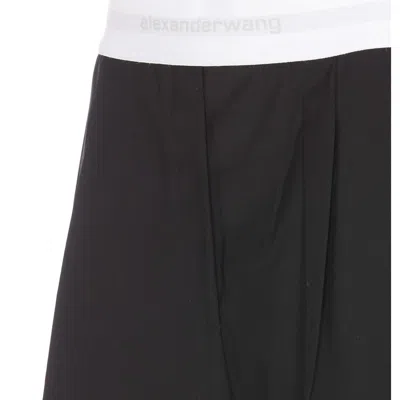 Alexander Wang Pleated Shorts With Branded Band In Black