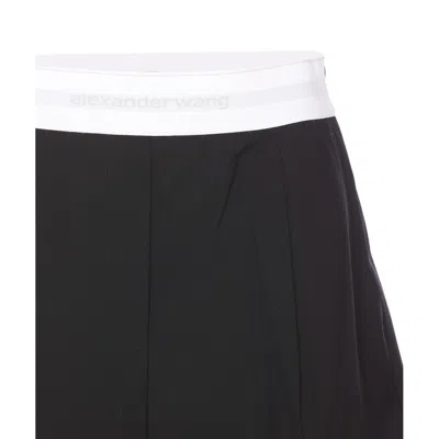 Alexander Wang Pleated Shorts With Branded Band In Black