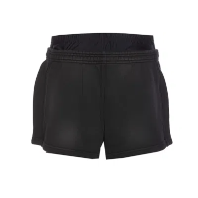 Alexander Wang Logo Waistband Shorts With Layered Design In Black