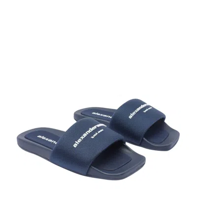 Alexander Wang Blue Slide Sandals In Blue