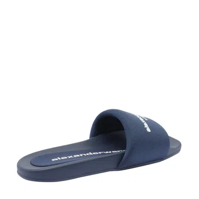 Alexander Wang Blue Slide Sandals In Blue