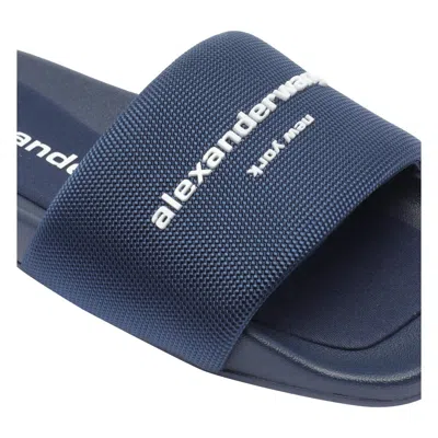 Alexander Wang Blue Slide Sandals In Blue