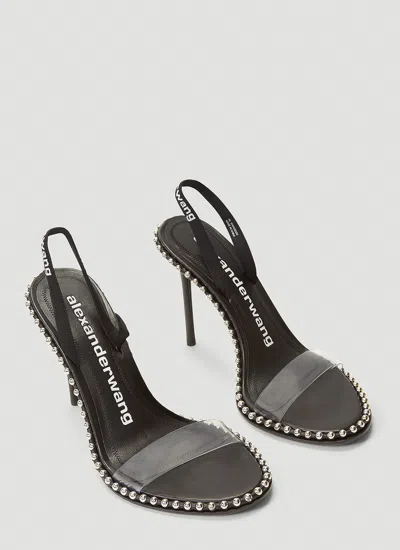 Alexander Wang Two-tone Leather And Pvc Sandals In Black