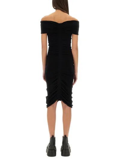 Alexander Wang Off Shoulder Ruched Dress In Black