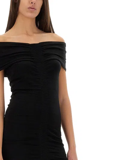 Alexander Wang Off Shoulder Ruched Dress In Black