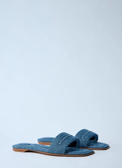 Alexander Wang Vy Pool Sandal In Denim In Blue