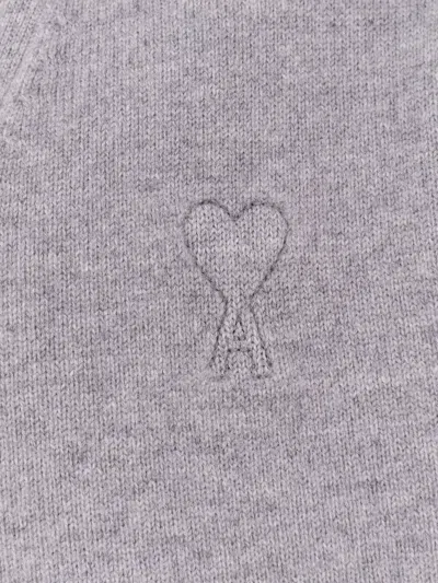 Ami Alexandre Mattiussi Ami Paris Men Wool And Cashmere Cardigan In Gray