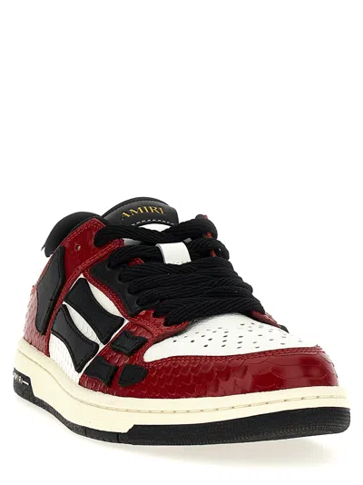Amiri 'skel Top Low' Red Sneakers With Skeleton Patch