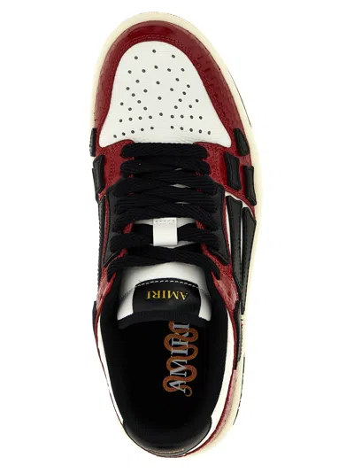 Amiri 'skel Top Low' Red Sneakers With Skeleton Patch