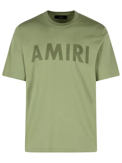 Amiri Stencil Crewneck Short Sleeves T-shirt In Green