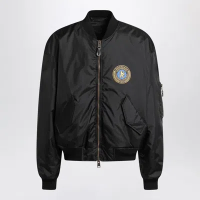 Balenciaga Men Bomber Jacket With Logo In Black