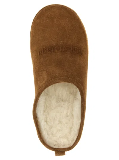 Balenciaga Alaska Suede Slippers In Brown