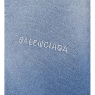 Balenciaga Distressed Logo Zip-up Sweatshirt In Blue
