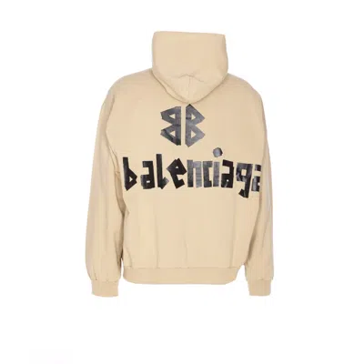 Balenciaga Ripped Pocket Tape Type Hoodie In Yellow